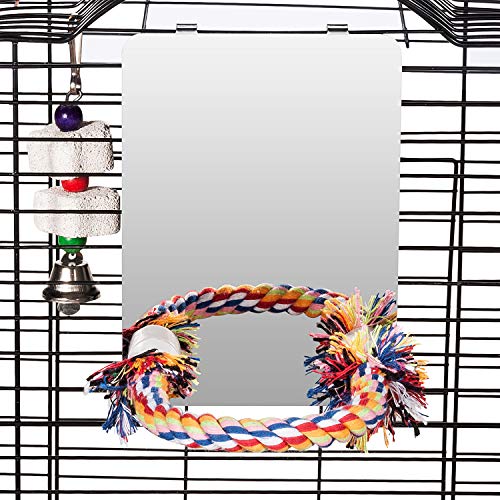 Colorday 7" Bird Mirror with Rope Perch, Medium - size: Medium