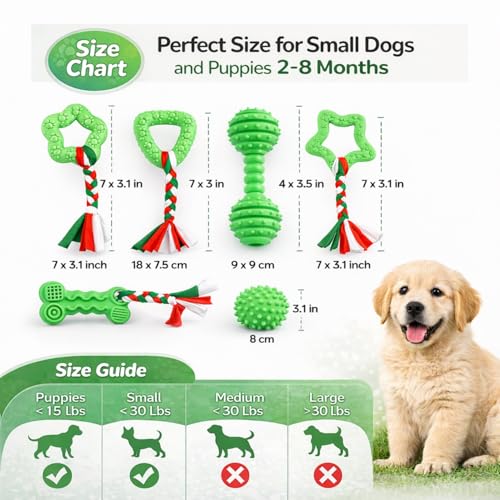 Halloween Puppy Chew Toys, 6 Pack Teething Toys for Small Breed Puppies - color: 6 Pack Green Chew Toys