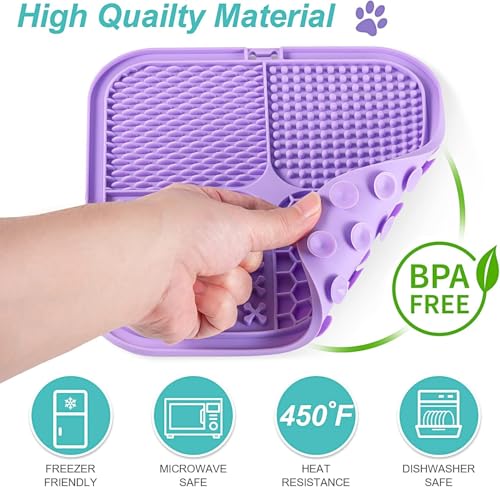 Dog Lick Mat for Dogs & Cats, Silicone Slow Feeder Lick Pad with Suction Cups for Bathing, Grooming & Anxiety Relief(4, Pastel Mix) - color: Pastel Mix