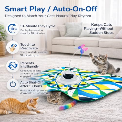Interactive Cat Toy for Indoor Cats, 3-in-1 Automatic Tunnel Kitten Toy - color: Blue