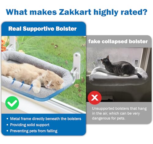 Zakkart Foldable Cat Hammock for Window (Gray Bolster Bed, Large) - color: Gray Bolster Bed, size: Large