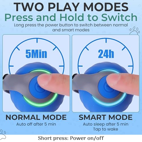 Interactive Cat Toy Ball - Motion-Activated, USB Rechargeable Cat Toys for Indoor Cats with Anti-Scratch Cover & 2 Changeable Tails - Enrichment Toy for Active Cats & Kittens - color: 02 Blue