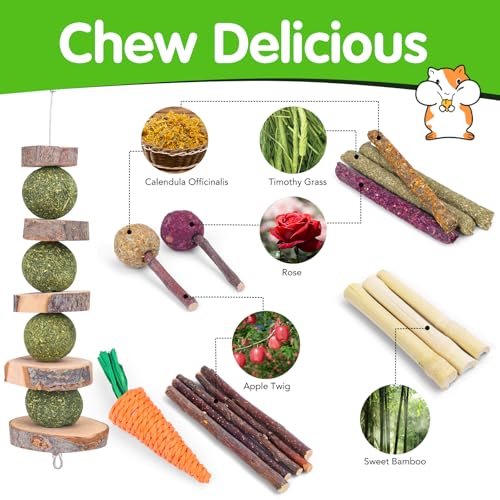 Bunny Toys for Rabbits Hamster/Guinea Pig Toys Natural Timothy Hay Sticks - size: 24Pack-Set