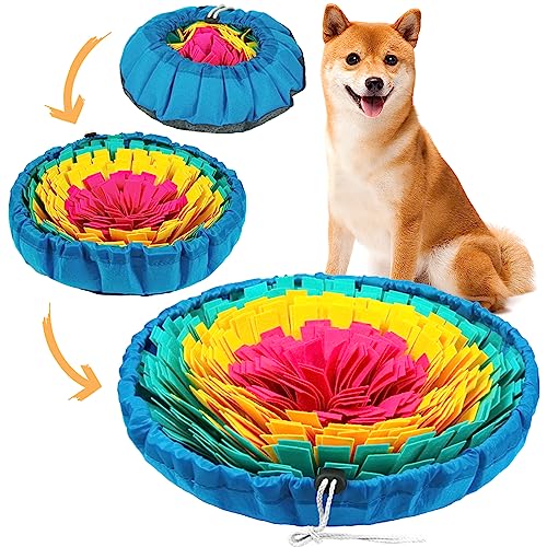 Vivifying Snuffle Mat for Dogs, 17 in Flower Puzzle Mat, Red, Yellow & Blue - color: Red&Yellow&Blue