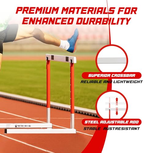 Adjustable Track and Field Hurdles Height Sports Training Hurdle with Counterweight Heavy Duty Track and Field Equipment Practice Training from 30 to 42 Inch for Athletes Adults - size: 2 pcs