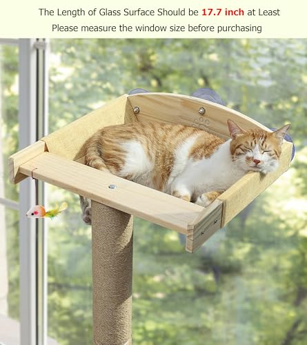 Cat Window Perch with Scratching Post, 46-Inch Tall Climbing Tree & Hammock - size: standard