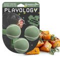 Playology Squeaky Chew Ball Dog Toy - Small, Squash Scent, 3-Pack - size: Small (VALUE 3-Pack), style: Butternut Squash & Sage