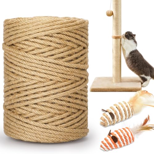 262FT 1/4 Inch Cat Scratching Sisal Rope for Cat Trees & Posts - color: Natural, size: 262ft