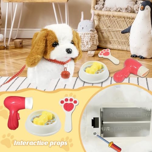 Plush Toys Walking Dog Toys that Can Walk, Bark and Wag Tail,Interactive Electronic Pet Toys Puppy with Leash,Easter Christmas Birthday Gift for Toddlers Kids - color: St. Bernard