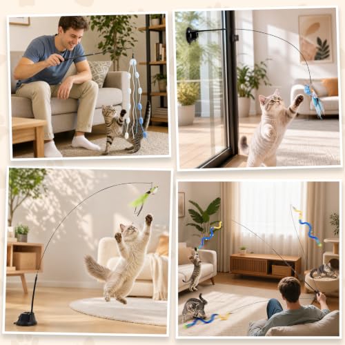 9PCS Interactive Bird Simulation Cat Toy Set with Suction Cup Indoor - color: suction cup