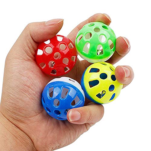 VOVIGGOL 12PCS 4CM Cat Toy Ball with Bell, Pet Ball Kitten Toy with Bell Cat Jingle Balls for Cats Kitten, Plastic Jingle Balls Pounce Chase Rattle Toys, Random Color - color: 12 Cat Bell Ball