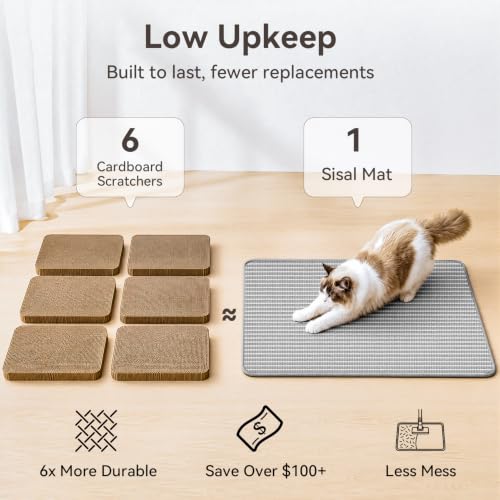 Cat Scratcher Mat, 23.6"x15.7" Natural Sisal Cat Scratch Pad - color: Gray, size: 1 Pack-23.6"x15.7"
