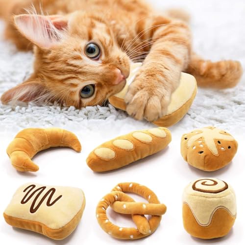 CiyvoLyeen Plush Bread Catnip Toys for Indoor Cats 6 Pack - color: Bread - 6Pcs