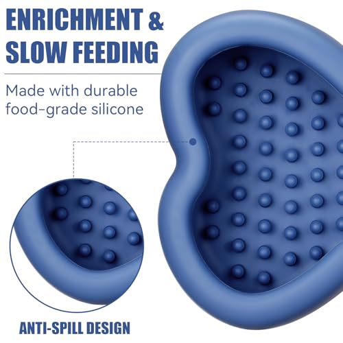 Lick Mat for Dogs, Animire Anti-Spilled Bow Tie Lick Bowls for Anxiety Relief, Silicone Slow Feeder Licking Pad with Suction Cups, Freezeable Dog Enrichment Toy for Boredom(Dark Blue,L) - color: A-Dark blue, size: L
