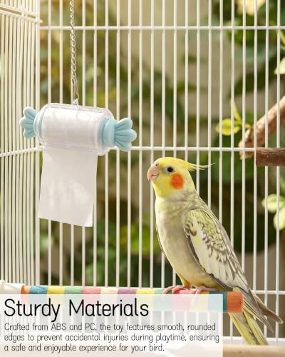 Parrot Rolling Paper Play Toy for Parakeet Cockatiel Conure, Blue - color: Blue