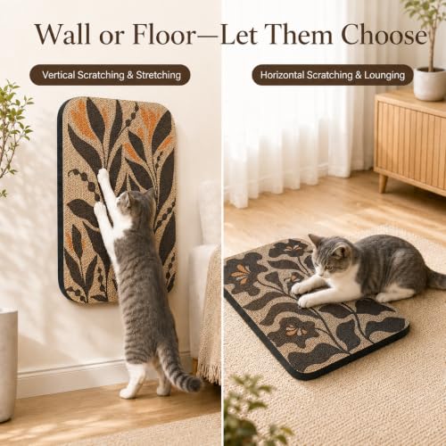 2 Pack Cat Wall Scratcher, Art Cat Scratching Board for Cats - color: Black & White 2