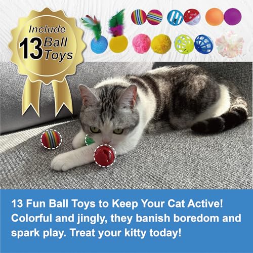 PetLike 25pcs Interactive Cat Toys Set Collapsible Cat Tunnel Interactive Feather Teaser Wand,Spring Toys & Balls for Indoor Cats (Green, 25x55cm) - color: Green