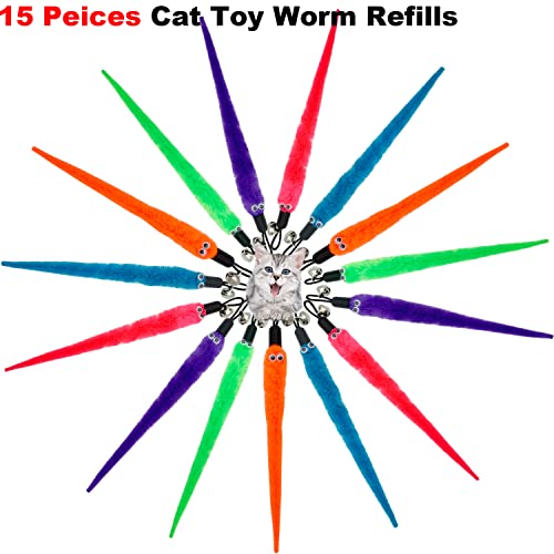 CATENAS Cat Wand Attachments - 15 PCS Worm Refill for Cat Toys - color: 15 PCS Cat Worm Toy Refills