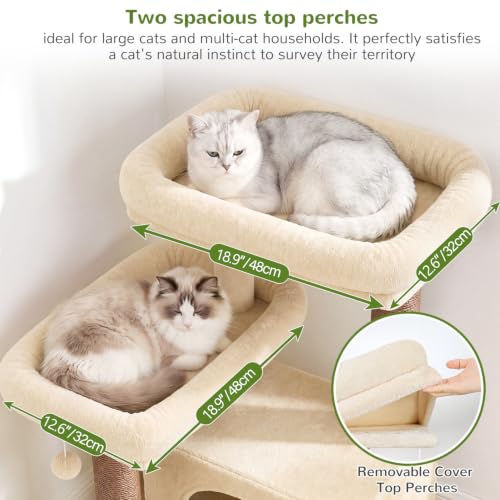 Globlazer 75in Tall Cat Tree Tower for Indoor Cats, F75B, Beige - color: Beige