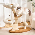 Aesthetic Flower Cat Tree Tower with Scratching Post for Indoor Cats, 37" H Modern Cat Tree with Wood Sculpted Branch, Flower Cat Beds, Mushroom Scratcher & Interactive Squeaky Toy, White - color: 37"-Mushroom-Creamy White