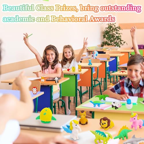 URSKYTOUS 35Pcs Animal Erasers Desk Pets for Kids,Classroom Prizes - style: 35Pcs
