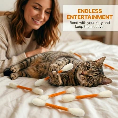 Glaciart One Swabs Cat Toys with Catnip - 6 Pk | Durable for Chew, Cute Cat Toys Interactive Kitty for Boredom, Exercise, & Play | Filled w/Organic Catnip for Anxiety & as Digestive Aid | Gift Idea - color: Orange Swabs, size: Regular