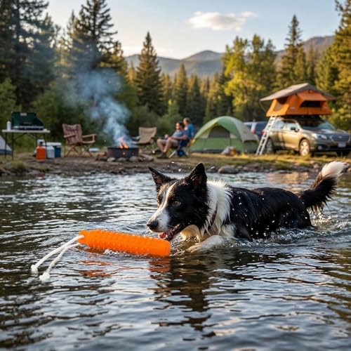 Dog Water Toys, Interactive Floating Bumper Fetch Pet Toy Dummy - color: orange