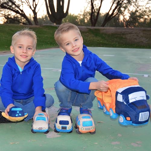 Muiteiur Big Car Stuffed Plush Toy, Soft 4Pcs Stuffed Truck Toy Set for Kid - style: truck