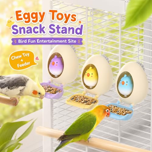 2-in-1 Bird Feeder&Chewing Toys,Parakeet Toys,Parrot Feeding Bowls Cups - color: Yellow