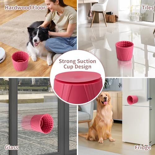 Dog Lick Bowl, Bestalk Anxiety Relief Slow Feeder Dog Lick Mat Treat Dispenser, Non-Slip Licking Bowl Enrichment Toys for Small Medium and Large Breed Dogs, BPA Free Silicone(Rose,S) - color: Rose, size: S
