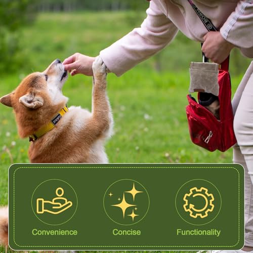 2PCS Dog Treat Pouch, Portable Hand-Free Dog Training Bag with Auto-Closing Design, Waterproof and Long-Lasting for Outdoor Walking, Puppy Training, and Travel (Black+Grey)