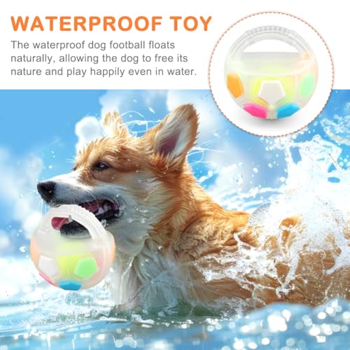 Dog Calming Ball with Handle -Squeaky Floating Rubber Dog Soccer Ball,White - color: white