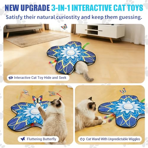 Interactive Cat Toys For Indoor Cats, Rechargeable Touch Automatic Cat Toy - color: Blue
