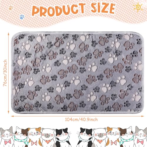 Tatuo 4 Pcs Fleece Dog Blankets for Puppy Cat, Gray, 41 x 30 in, Paw - color: Gray, size: 41 x 30 in