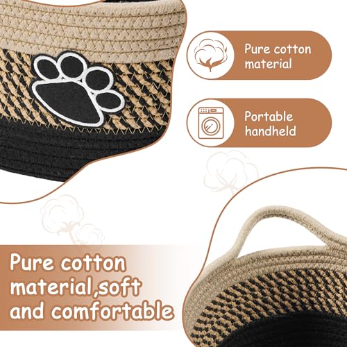 Small Dog Toy Basket for Pet Toy Storage Woven Baskets for Organizing - color: dark&light Beige