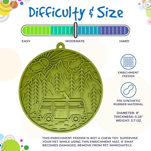 SodaPup Camp eMat – Durable Enrichment Feeder with Suction Cups Made in USA from Non-Toxic, Pet-Safe, Food Safe Rubber for Mental Stimulation, Digestive Health, Avoid Overfeeding, Calming, More - color: Camp eMat Green