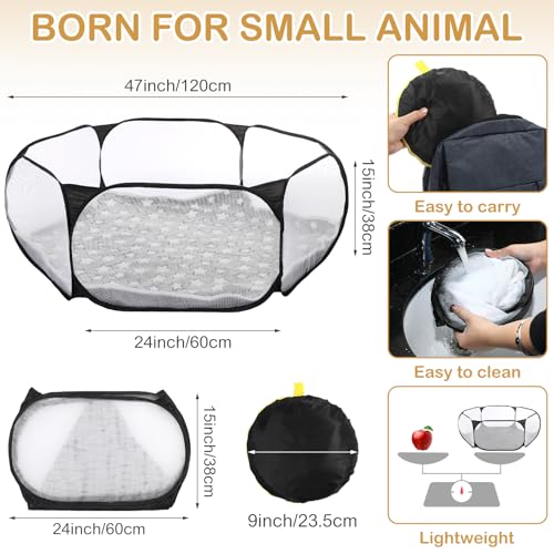 VitalCozy Guinea Pig Playpen with Mat Small Animal, Black, Star - color: Black