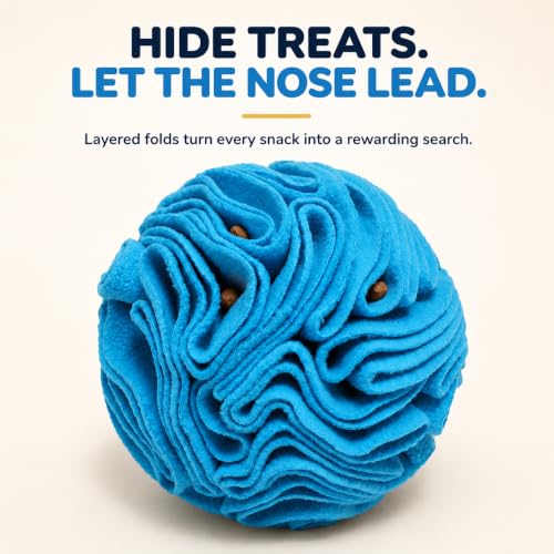 Blue Snuffle Ball for Dogs, Bright Color Slow Feeder Interactive Toy, Mental Enrichment Puzzle Game for Anxiety Relief & Indoor Fun, Machine Washable for Small Medium Large Dogs - color: Blue, size: Medium