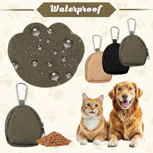 3 Pcs Dog Treat Pouch, Portable Pet Training Reward Pouch, Small Puppy Treat Bag for Leash, Hand Free Dog Walking Bag with Carabiner Zipper Closure for Puppy Travel or Outdoor Use