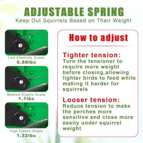 Gbekery Squirrel Proof Bird Feeders, 5LB Capacity, Weight-Activated, Green - color: Green