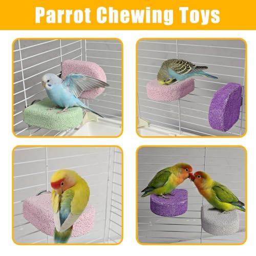 4Pcs Bird Beak Grinding Stone Lava Ledge Parrot Perch Stand Platform,Color - color: 4Pack Colorful | S