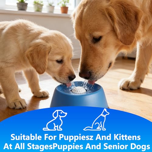 Slow Feeder Dog Bowls for Liquid Treat,Dog Licking Bowl with Rolling Balls,Calming Lick Bowl, Dog Lick Ball Bow for Wet Food Bone Broth & Yogurt for Large Medium Small Puppy Breeds(Blue) - color: Blue