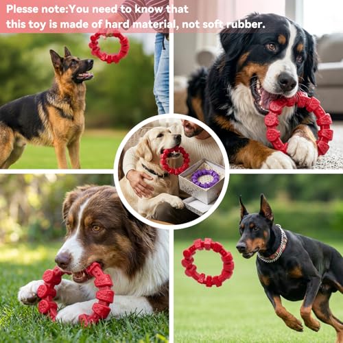 BoYoYo 2 Pack Indestructible Dog Chew Toys for Aggressive Chewers - color: Red&Puple