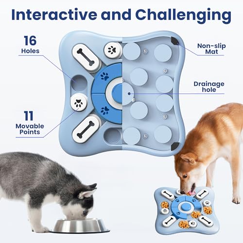 PAWSPIK Interactive Treat Dispensing Puzzle Dog Toy, Light Blue - color: Light Blue
