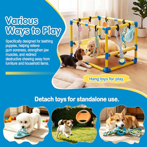 Keaber Puppy Play Gym with 8 Toys, Jungle Gym with Hammock 23x17x17in