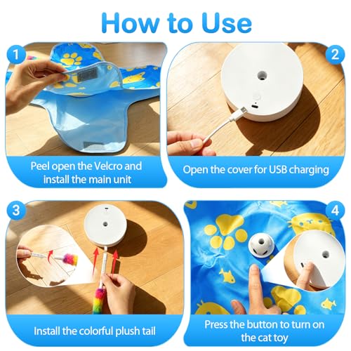 Interactive Cat Toys for Indoor Cats, Rechargeable Hide & Seek Toy - color: Blue