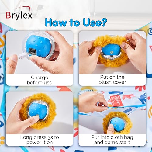 Brylex Interactive Cat Toys, Motion-Activated Rolling Ball with Play Mat, Automatic Hide-and-Seek Game, Fast & Slow Modes, USB Rechargeable Cat Enrichment Toy, 28" Play Mat - color: White Grain
