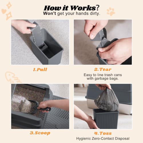 AIPERRO Enclosed Stainless Steel Cat Litter Box with Lid High Sided - color: Transparent Grey, size: X-Large