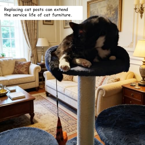 M8 Cat Scratching Post Replacement,4PCS Cat Tree Replacement Post 15.7 in Natural Sisal Kitty Scratcher Refill Poles DIY Scratch Tower Repair Pole for Kittens Furniture Spare Parts - color: 【White】