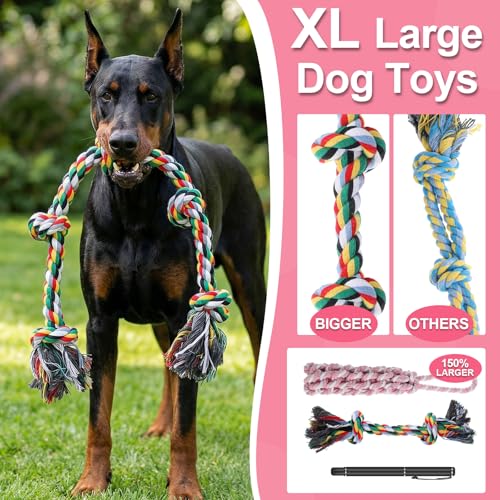 Kifmurase 11PCS Dog Ropes Toys for Aggressive Chewers, Tough Tug of War Dog Toys for Large, Medium & Small Dogs, Heavy Duty Cotton Rope Chew Toy for Boredom